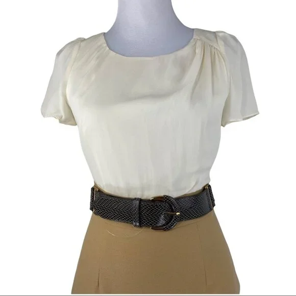 Tahari ASL Women's NWT Tan Kim Silk Pencil Business Career Dress Size 2/C33